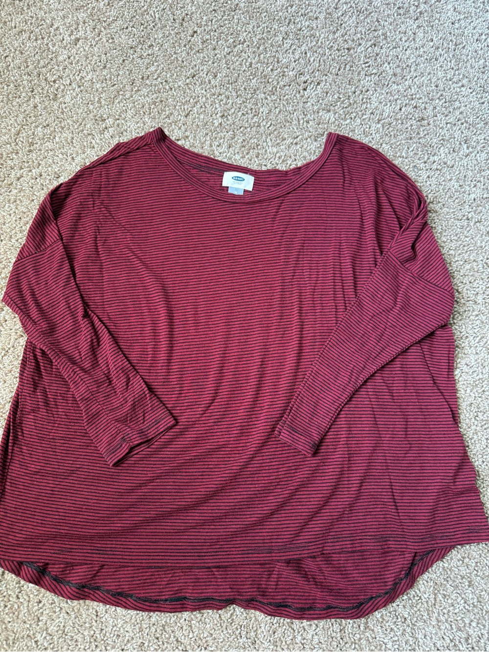 Old Navy Burgundy and Black Striped Long Sleeve Tee